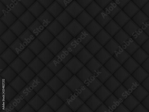 3d rendering. dark Seamless black square grid pattern art design wall background.