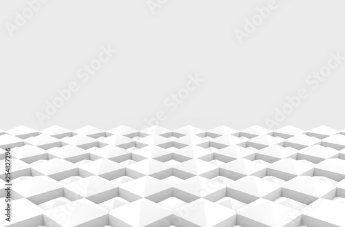 3d rendering. modern diagonal square grid pattern ceramic tiles design floor with gray wall as background.