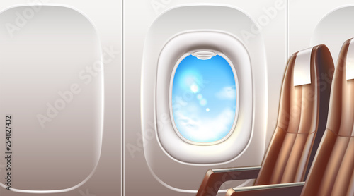 Vector airplane window porthole travel and tourism