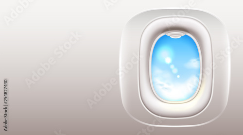 Vector airplane window porthole travel and tourism