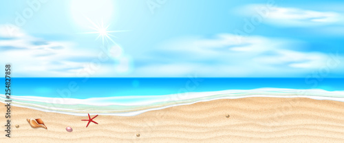 Vector seaside beach azure waves sand coast