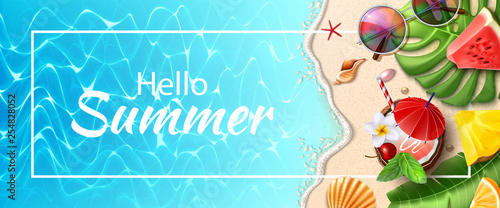 Vector seaside beach azure waves sand coast