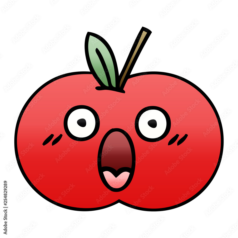 gradient shaded cartoon red apple