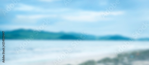 Banner Blurred tropical beach summer background Vintage blue toning color effect is defocusing. Copy space travel and adventure concept