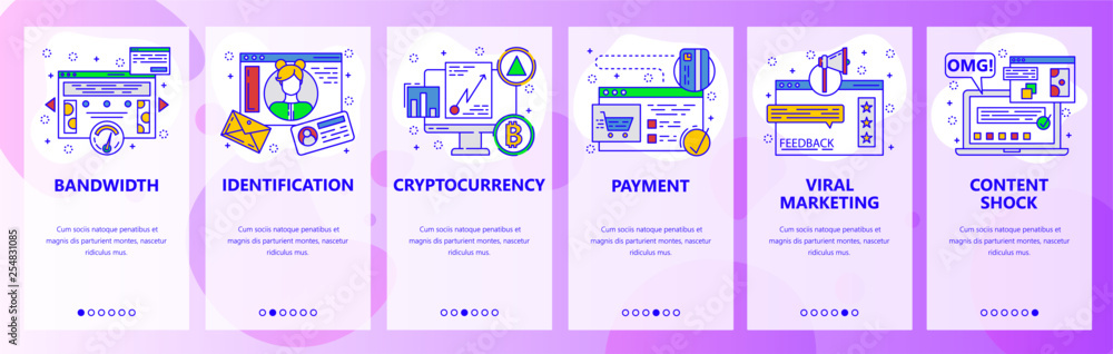 Mobile app onboarding screens. Internet speed test, cryptocurrency ...