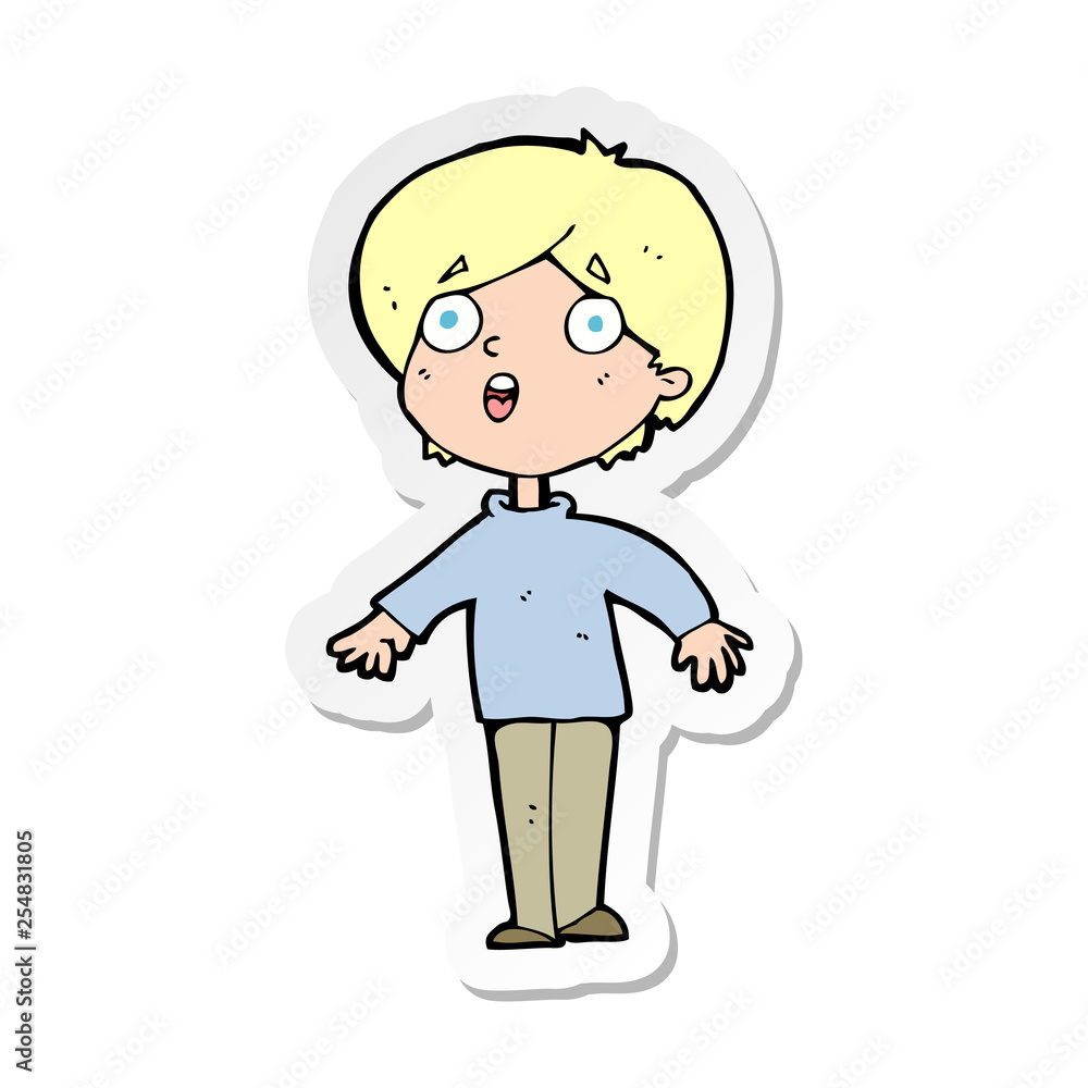 sticker of a cartoon surprised man