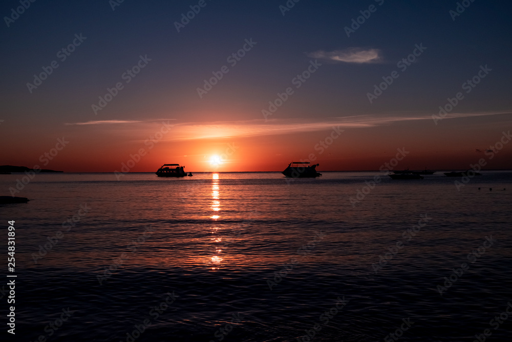 sunrise / sunset on the background of the sea. advertising space