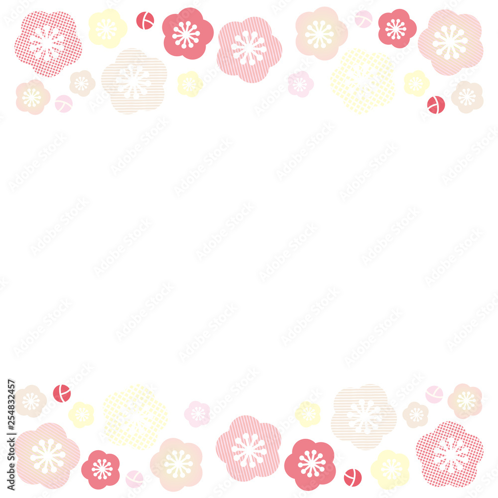 梅の花のフレームイラスト