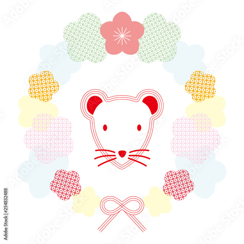 水引のネズミと梅の花のフレームのイラスト Stock Vector Adobe Stock