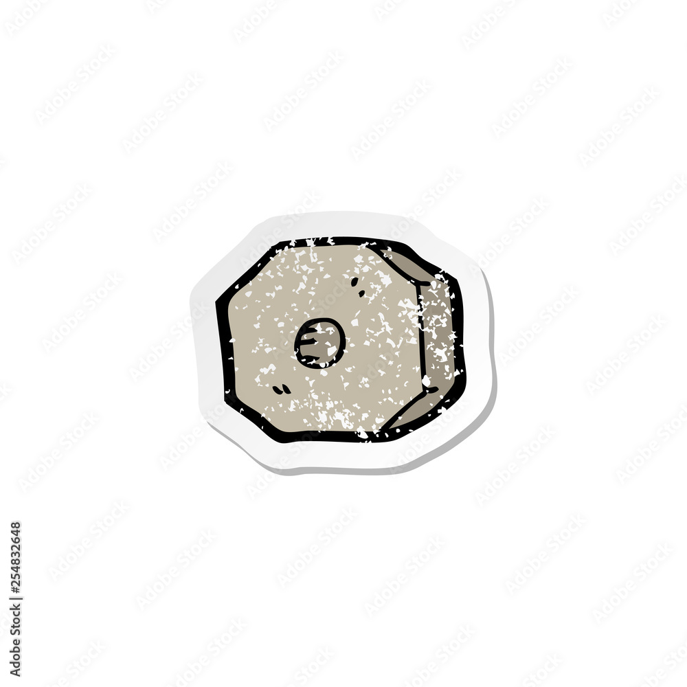 retro distressed sticker of a cartoon nut retro distressed sticker of a cartoon nut