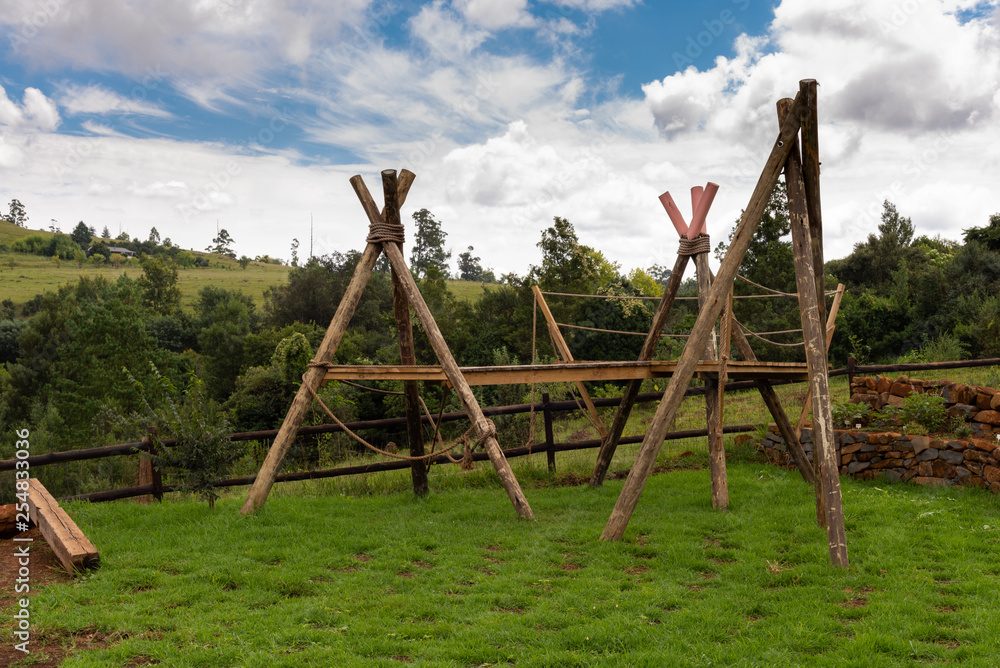 Childrens play area with climbing structure. Childrens play area with climbing structure.