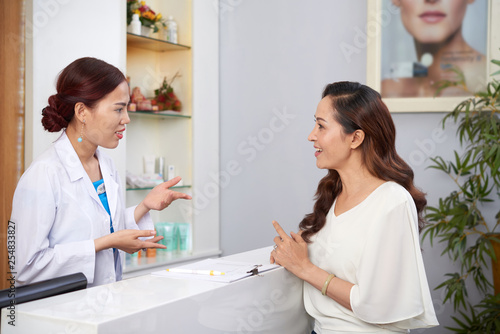 Woman visiting plastic surgery clinic