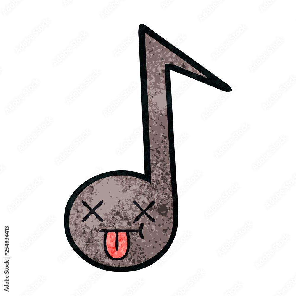 retro grunge texture cartoon musical note retro grunge texture cartoon musical note
