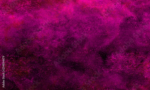 Grungy abstract paper textured aquarelle canvas for modern creative design. Cosmic star magenta paper texture water color painted illustration. Neon pink and purple ink star watercolor background © KatMoy