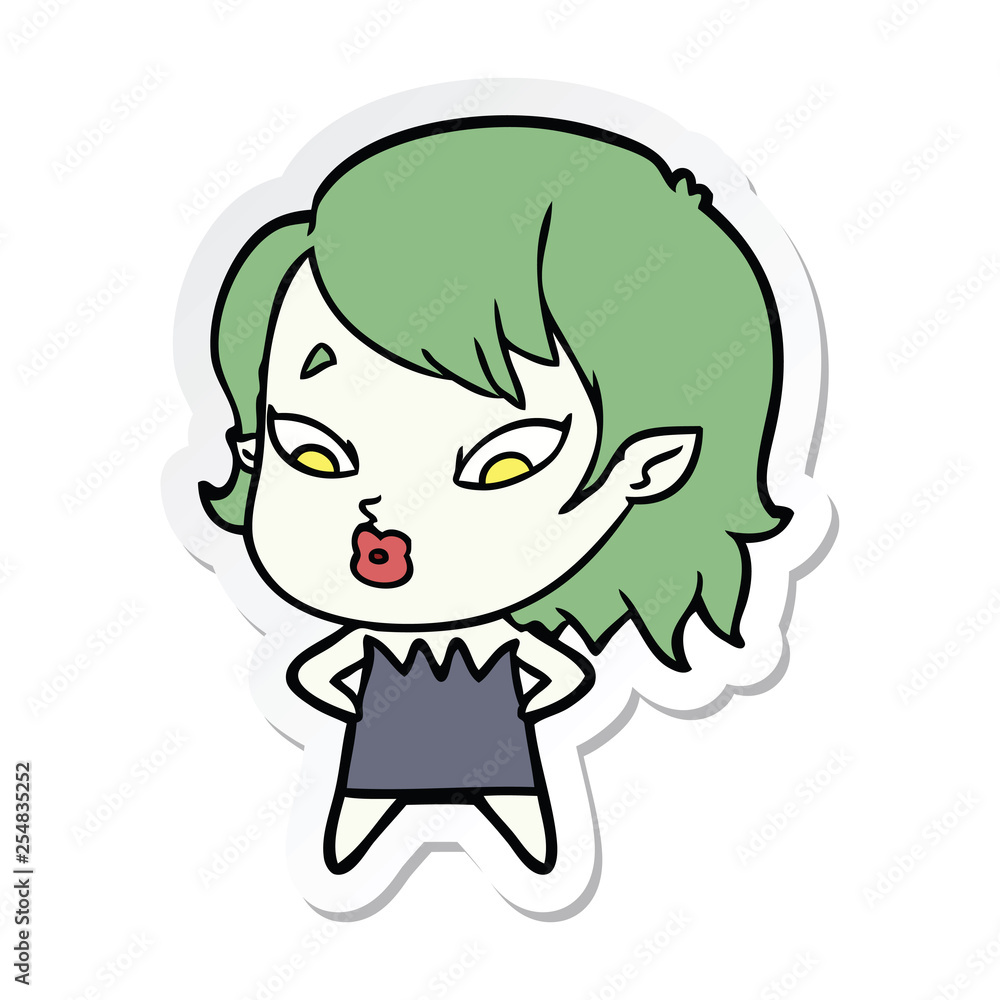sticker of a cute cartoon vampire girl sticker of a cute cartoon vampire girl