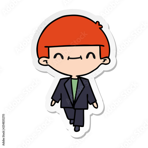 sticker cartoon of cute kawaii boy in suit