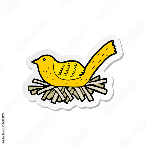 sticker of a cartoon bird on nest © lineartestpilot