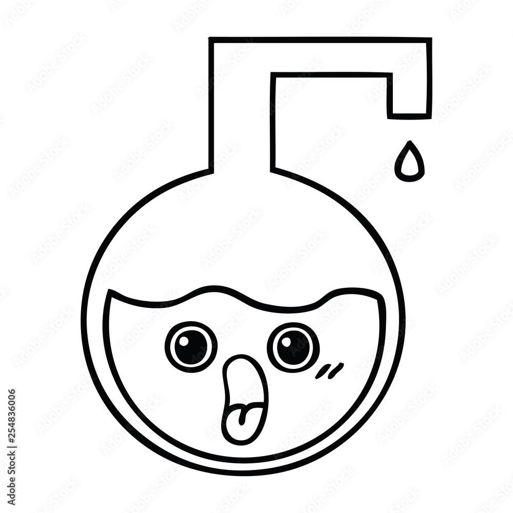 line drawing cartoon science experiment Stock Vector | Adobe Stock