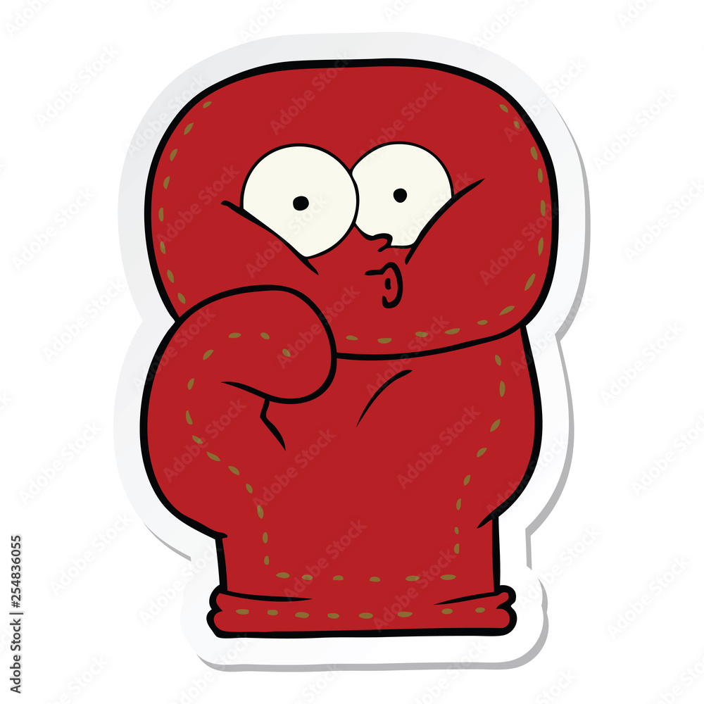 Obraz premium sticker of a cartoon boxing glove