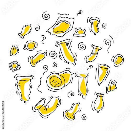 Condom with love doodle art.