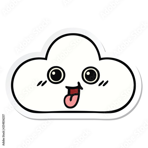 sticker of a cute cartoon cloud