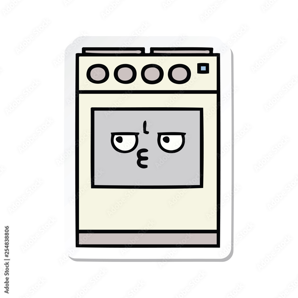 sticker of a cute cartoon kitchen oven sticker of a cute cartoon kitchen oven