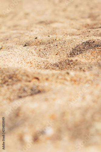 Golden sand background, tropical beach, selective focus