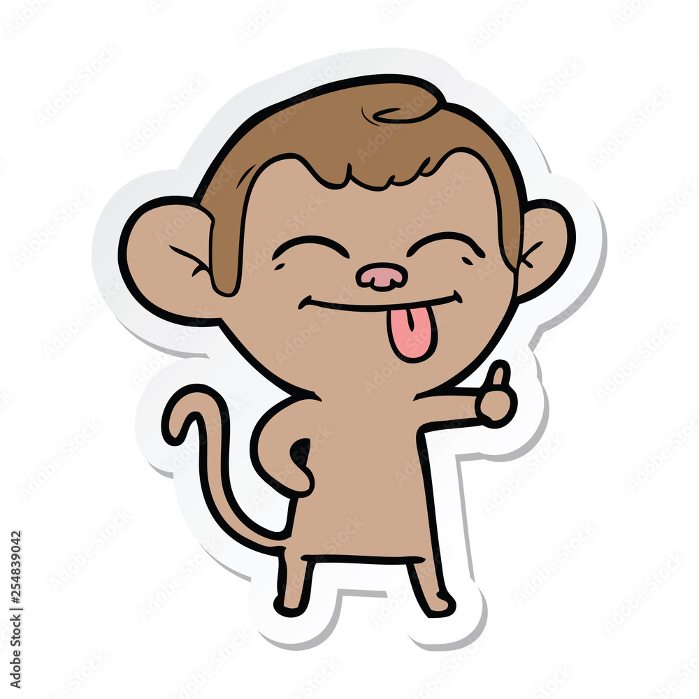 sticker of a funny cartoon monkey sticker of a funny cartoon monkey
