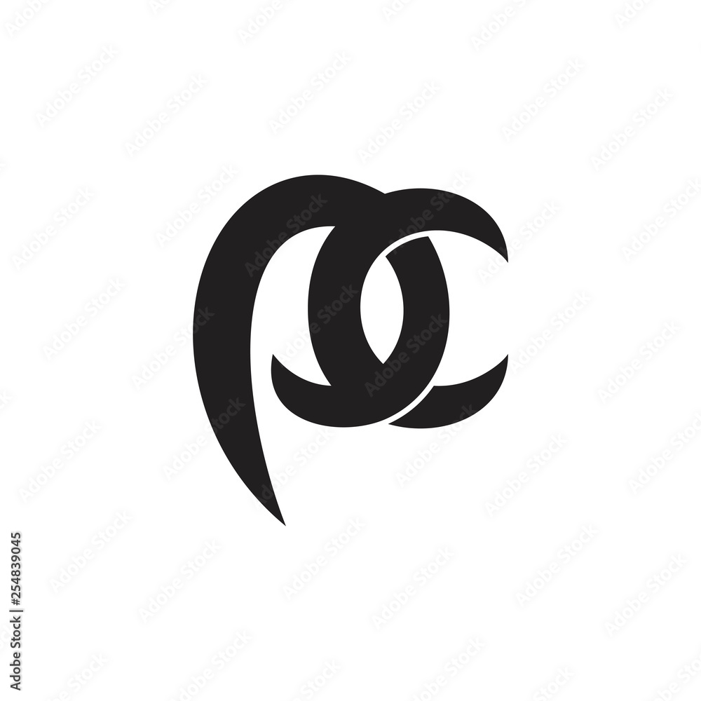 letters pc simple linked curves logo vector letters pc simple linked curves logo vector