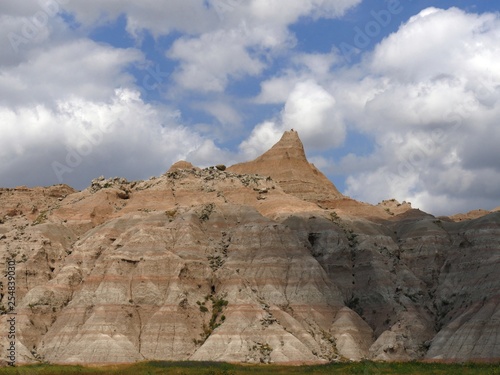 Rock formations and high pinnacles at Badlands National Park in South Dakota  USA.