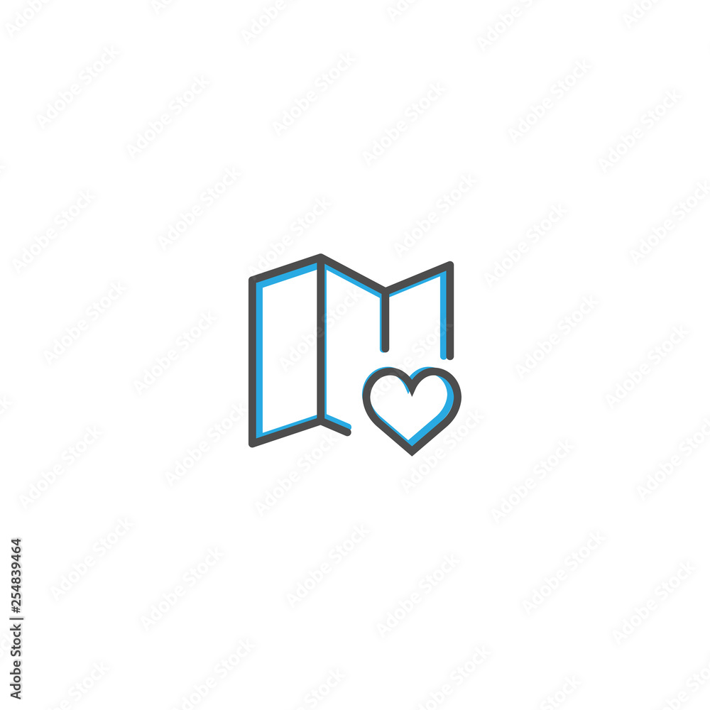 Map icon design. Interaction icon line vector illustration Map icon design. Interaction icon line vector illustration