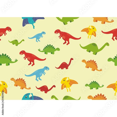 Vector illustration seamless pattern with Dinosaurs colorful