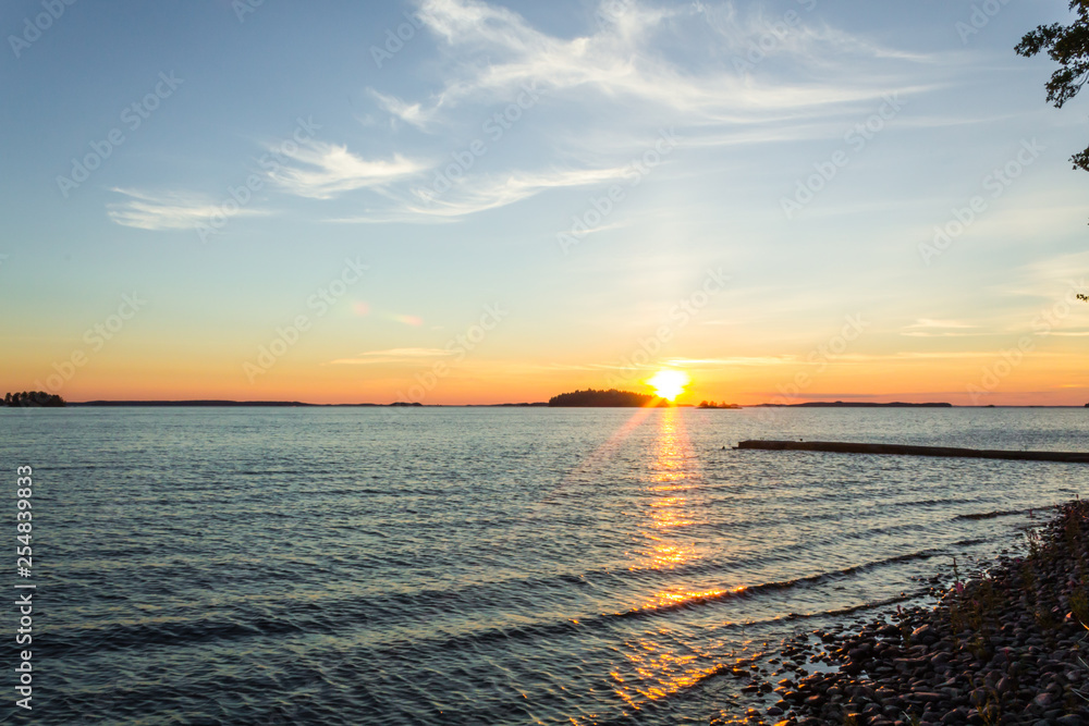 Sunset over Lake Saimaa, Finland