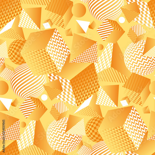 Minimal yellow geometric forms seamless pattern