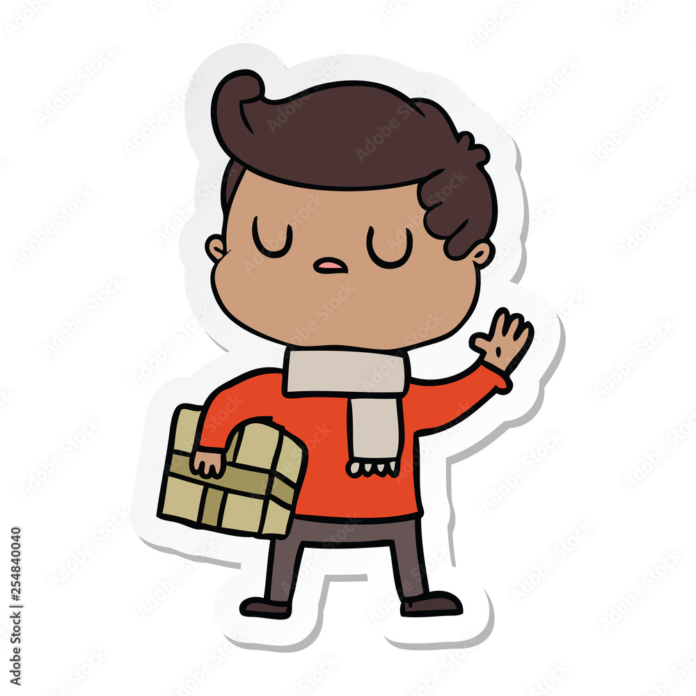 sticker of a cartoon aloof man sticker of a cartoon aloof man