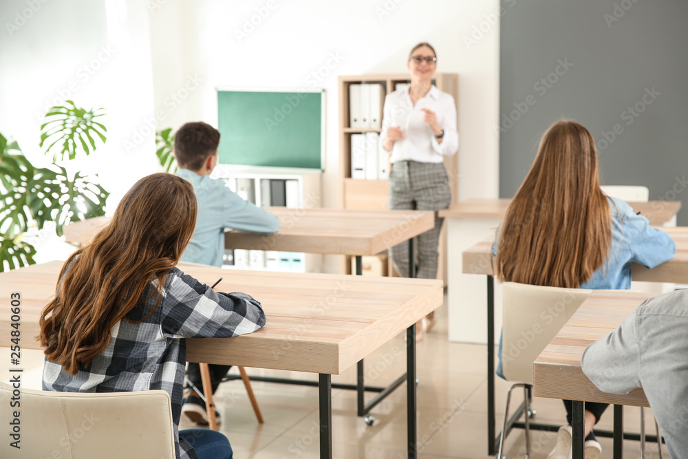 Pupils during lesson in classroom Pupils during lesson in classroom