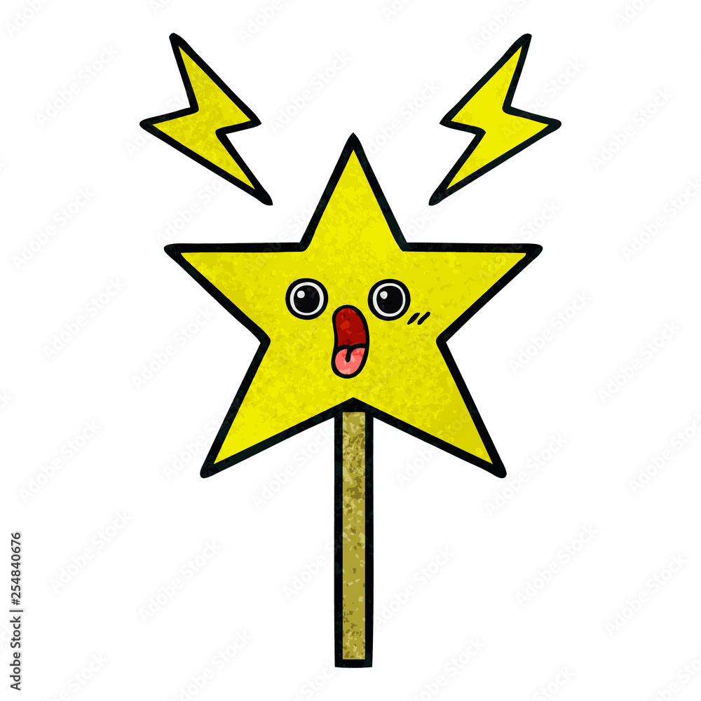 retro grunge texture cartoon magic wand retro grunge texture cartoon magic wand