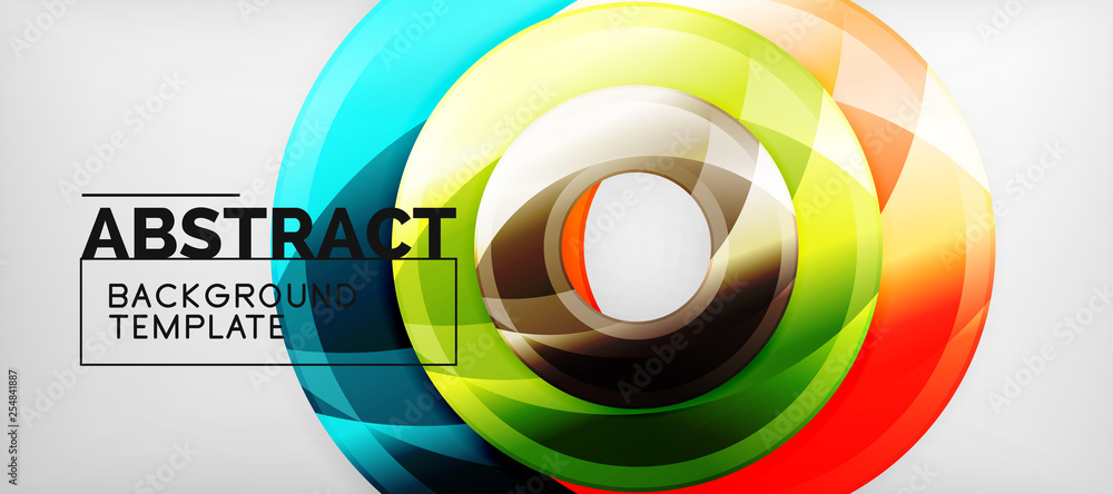 Modern geometric circles abstract background, colorful round shapes with shadow effects Modern geometric circles abstract background, colorful round shapes with shadow effects