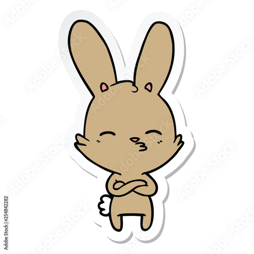 sticker of a curious bunny cartoon