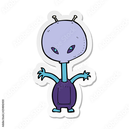 sticker of a cartoon space alien