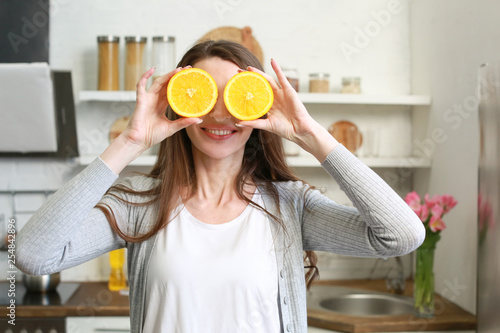 Beautiful happy woman with ...