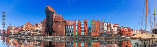 Gdansk panorama of the Motlawa and Zuraw Crane, Poland