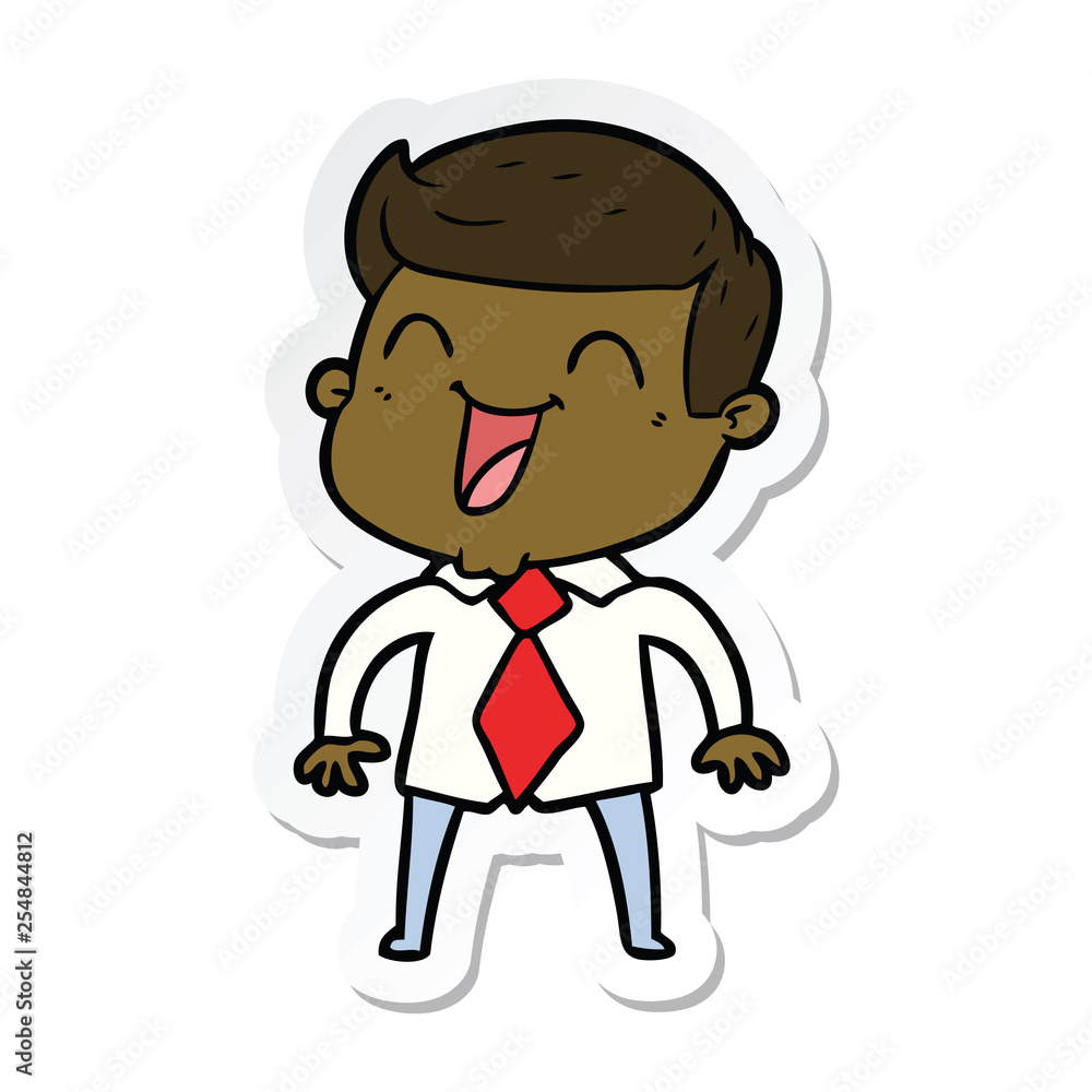 sticker of a cartoon man laughing