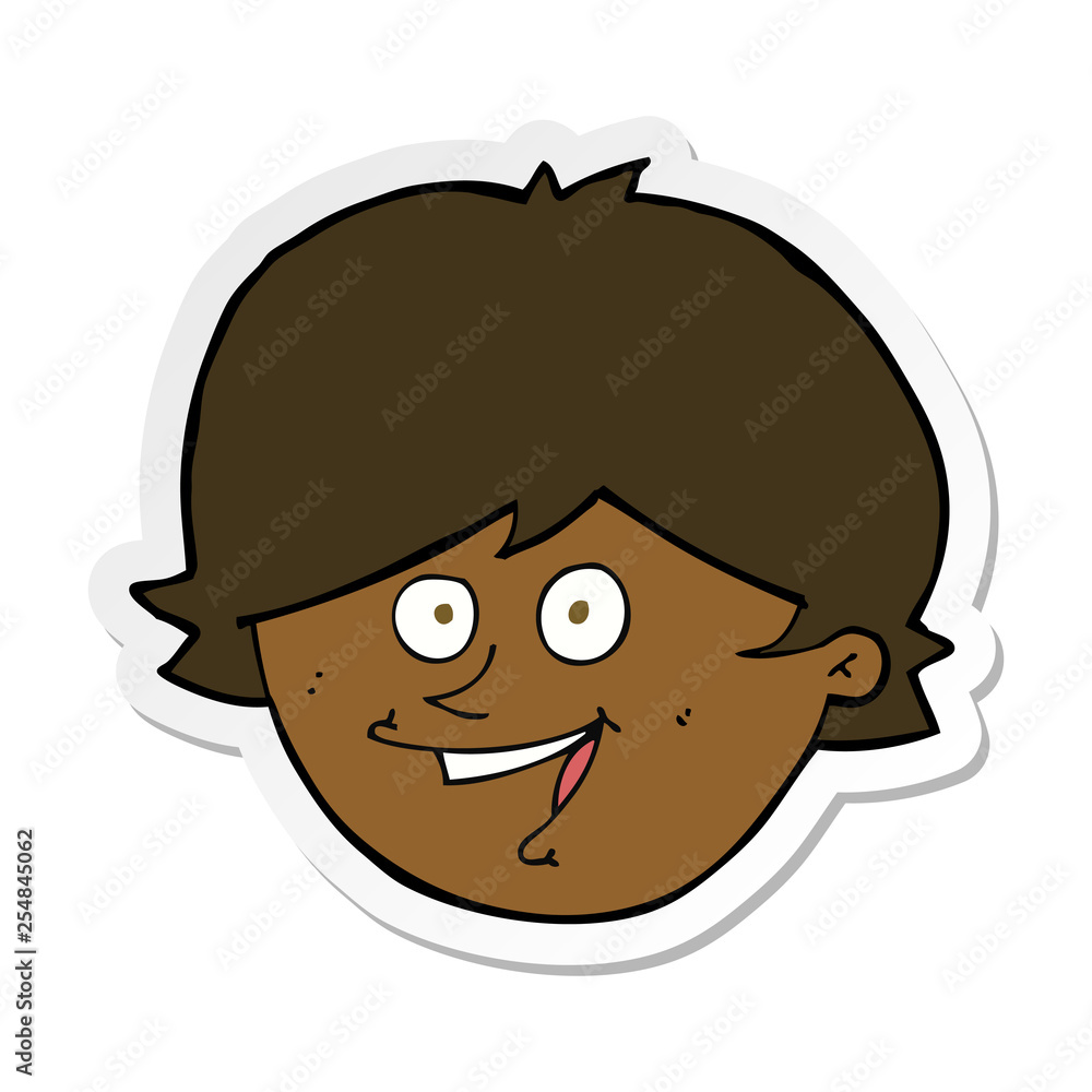 sticker of a cartoon happy boy face sticker of a cartoon happy boy face