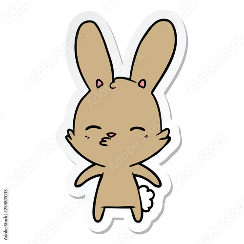 sticker of a curious bunny cartoon