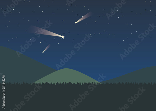 夏の夜空 流星群 Stock イラスト Adobe Stock