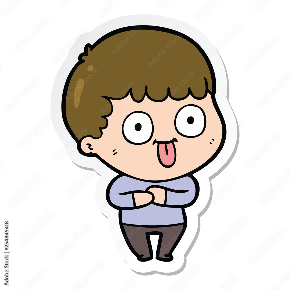 sticker of a cartoon dumb kid sticker of a cartoon dumb kid