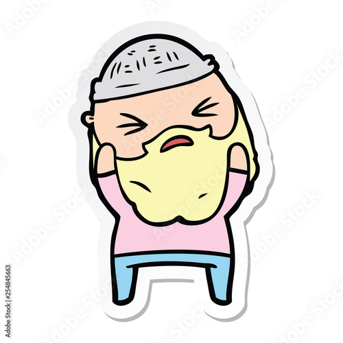 sticker of a cartoon man with beard