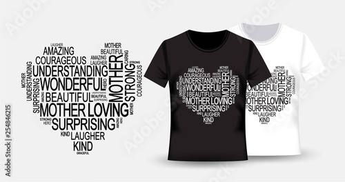 T-shirt and apparel trendy design. Love with hand drawn heart. Typography, print, vector illustration