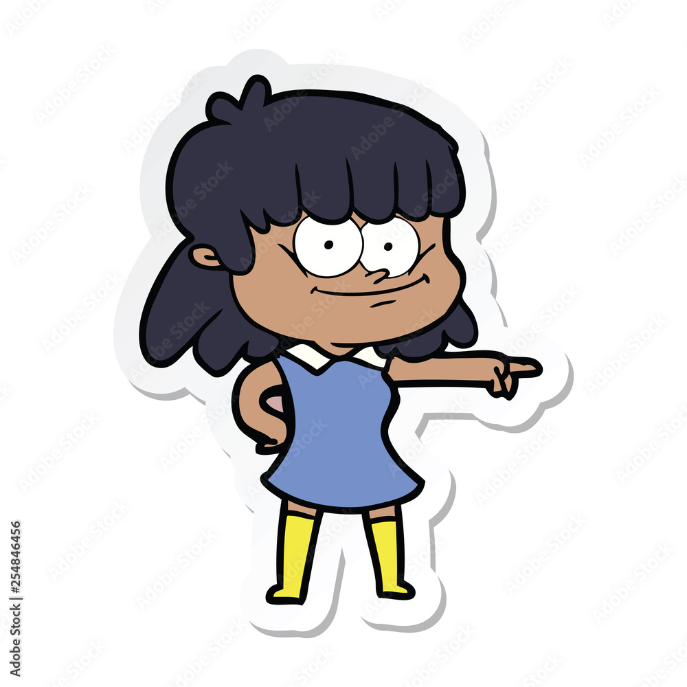 sticker of a cartoon girl smiling sticker of a cartoon girl smiling